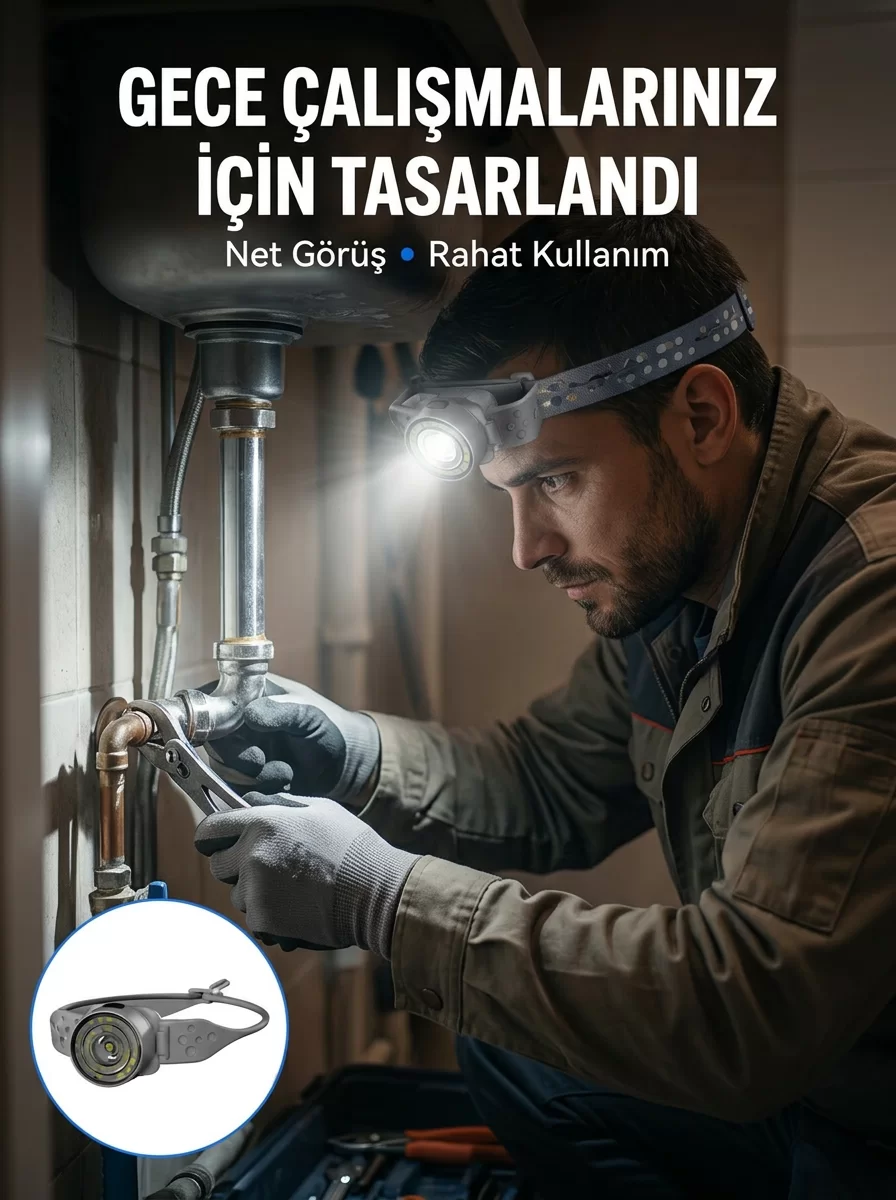 Yüksek Parlaklıklı LED Kafa Feneri Gece Çalışmaları İçin Yüksek Parlaklıklı