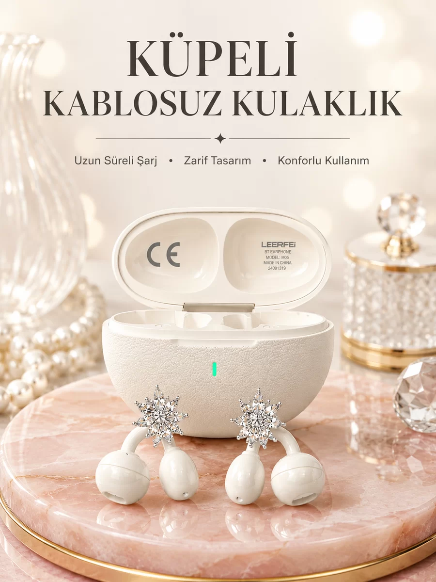 Küpeli Kablosuz Kulaklık Uzun Süreli Batarya Performansı