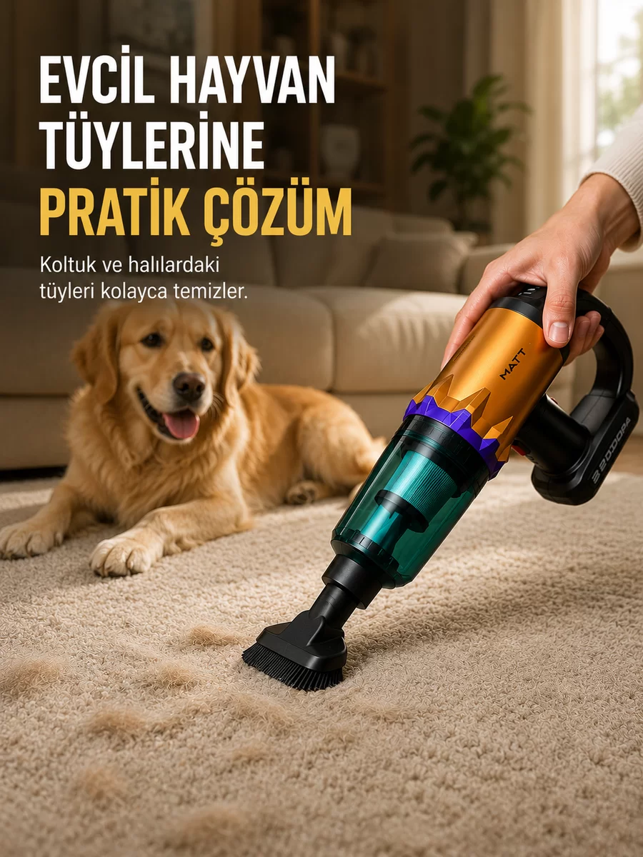 Yüksek Çekiş Gücüne Sahip Şarjlı El Süpürgesi Araç ve Ev Kullanımına Uygun