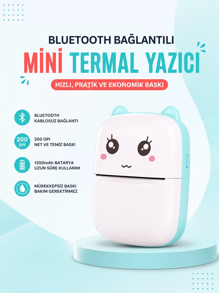 Mürekkepsiz Baskı Teknolojili Bluetooth Cep Yazıcısı