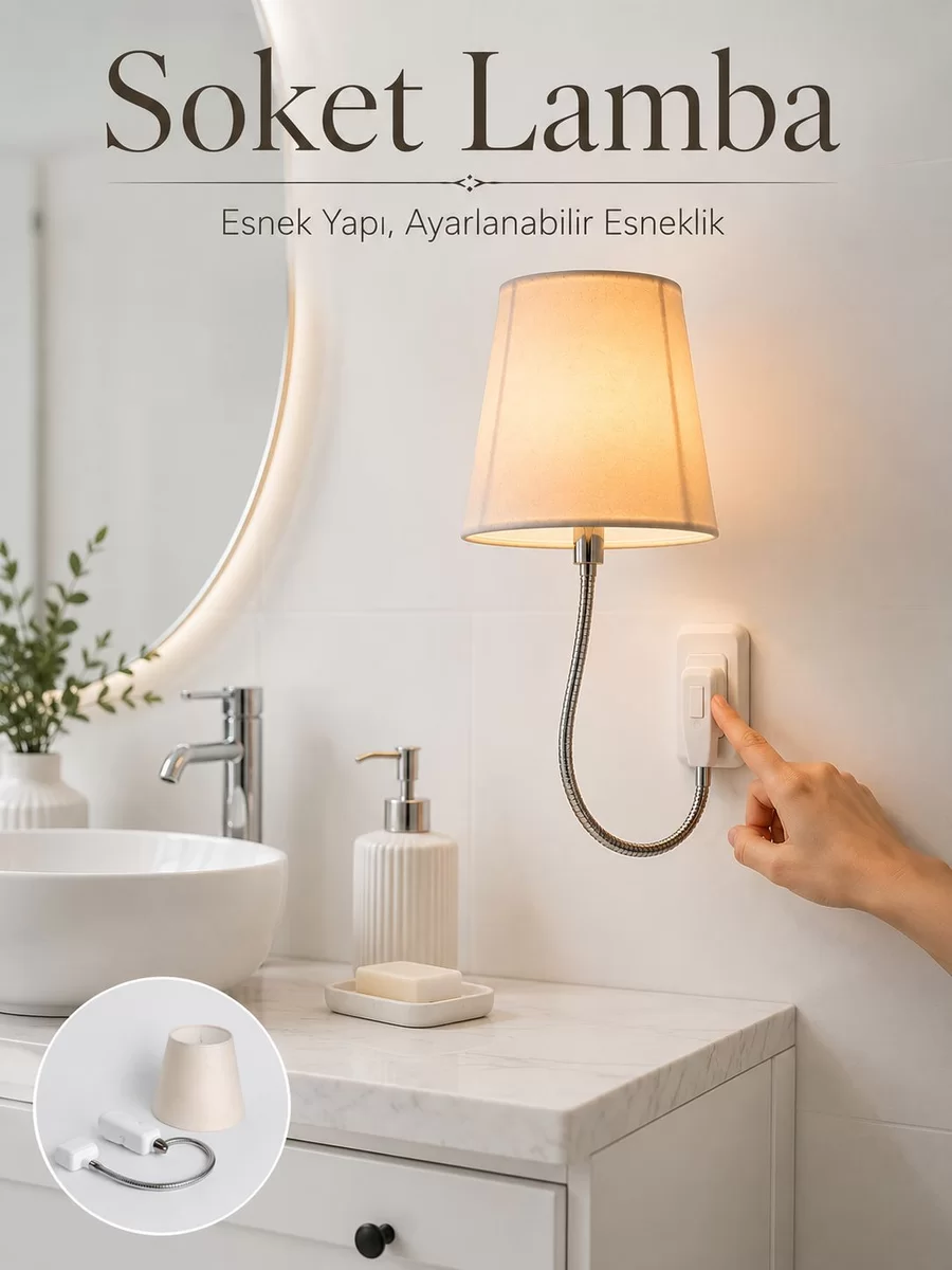 Soket Tipi Ayarlanabilir Başlıklı Dekoratif Gece Lambası