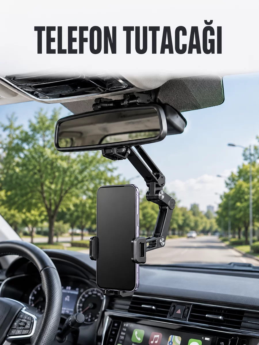 Araç Dikiz Aynası Telefon Tutucu Ayarlanabilir Katlanabilir Navigasyon Telefon Standı