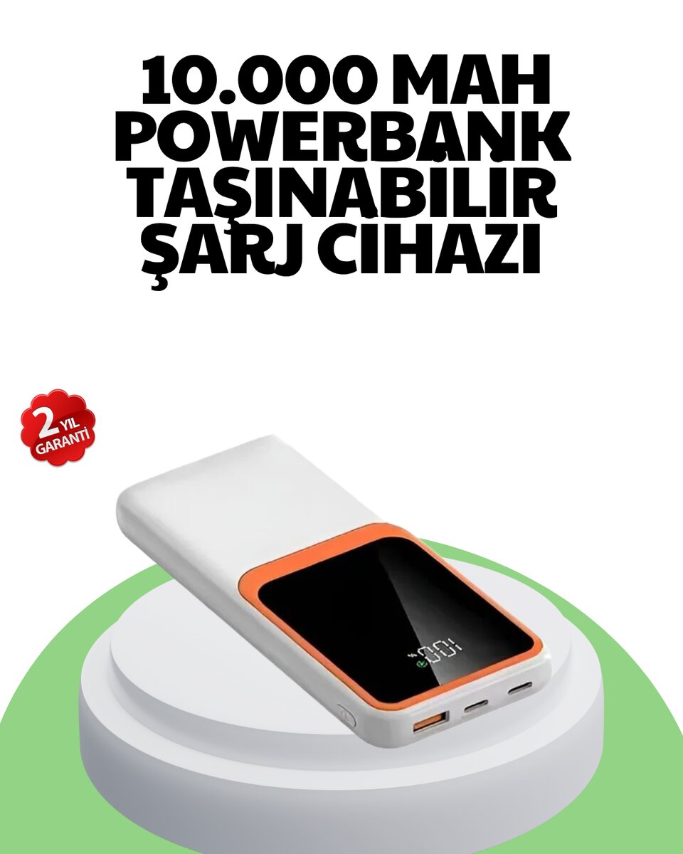 10000 mAh Hızlı Şarj Destekli Powerbank – Hafif Kompakt ve Güvenli
