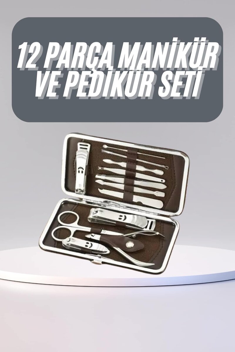 12 Parça Manikür Pedikür Seti Tırnak Bakımı Nasır Temizleme El Ayak Bakımı