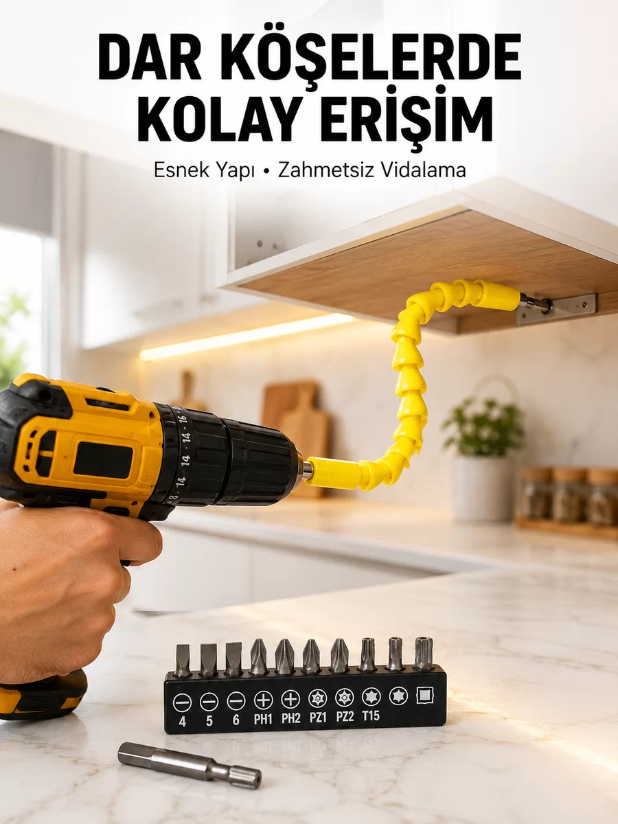 12’li Akrobat Bits Vidalama Seti Esnek Uç Çok Yönlü Kullanım Yeni Nesil
