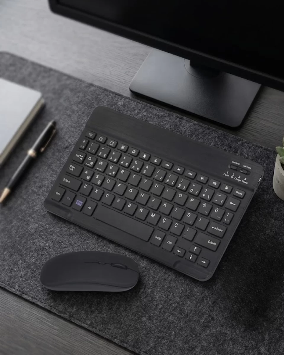 Bluetooth Klavye Mouse Seti Taşınabilir Wireless Bilgisayar Aksesuarı