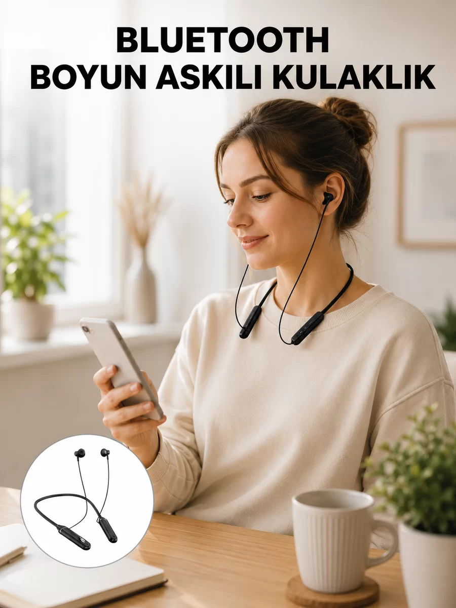 Ergonomik Tasarımlı Bluetooth Kulaklık – Gürültü Azaltmalı Manyetik Yeni Nesil