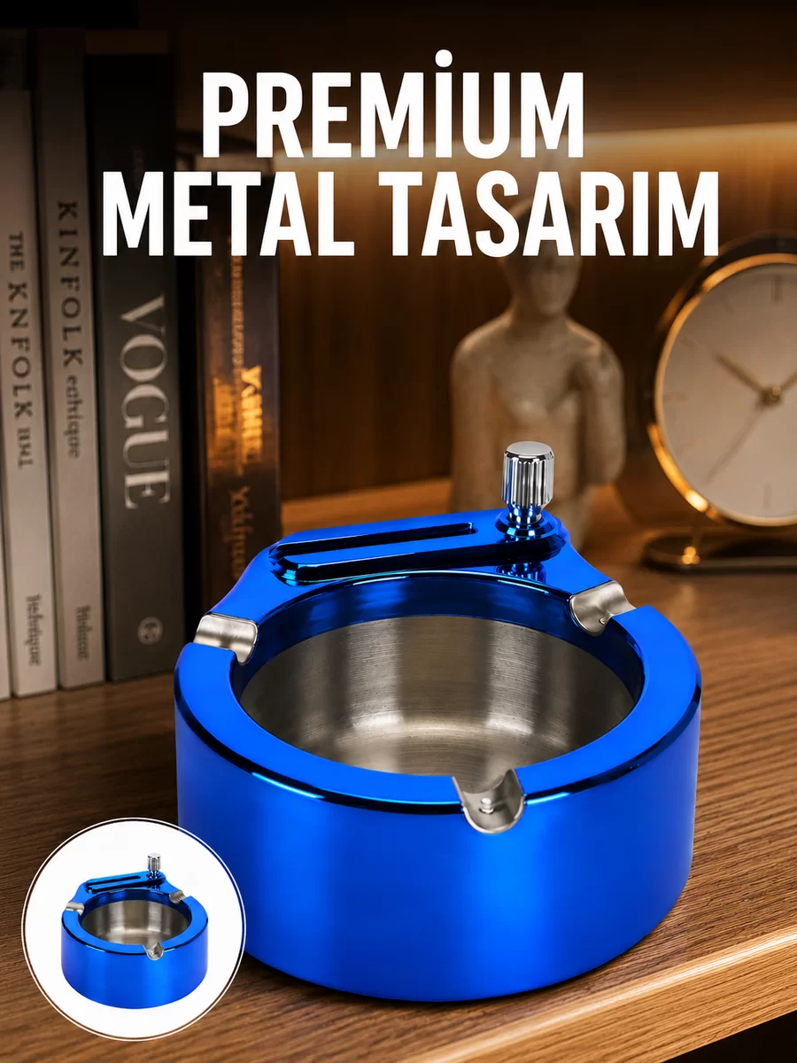 Dekoratif Çakmaklı Küllük Kolay Temizlenebilir Metal Yeni Nesil
