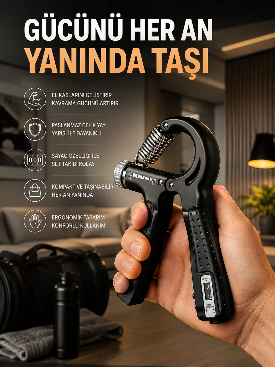 Portatif Ayarlanabilir El Yayı Sayaçlı Dayanıklı Çelik Yay Yeni Nesil