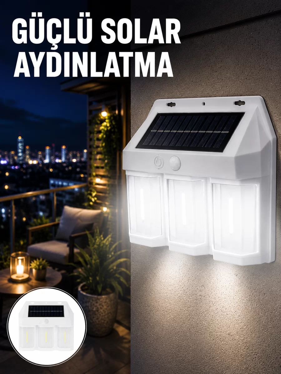 PIR Sensörlü Solar Lamba – Otomatik Şarj ve Gece Aydınlatma Yeni Nesil
