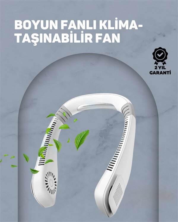 USB Şarjlı Giyilebilir Fan | 5 Kademeli Rüzgar Hızı Sessiz Turbo Soğutma 360° Hava Sirkülasyonu