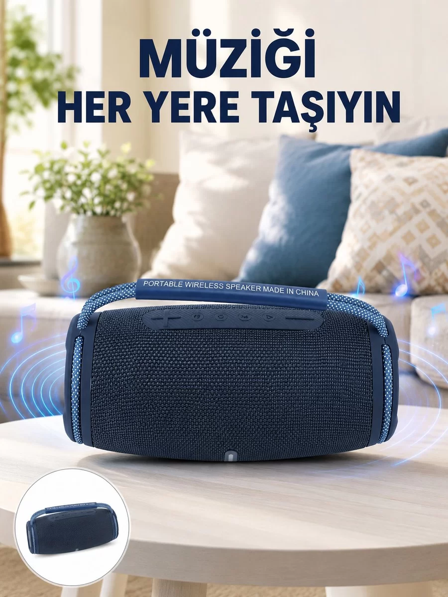 IPX5 Su Geçirmez Taşınabilir Bluetooth Hoparlör Renkli Işıklı Yeni Nesil