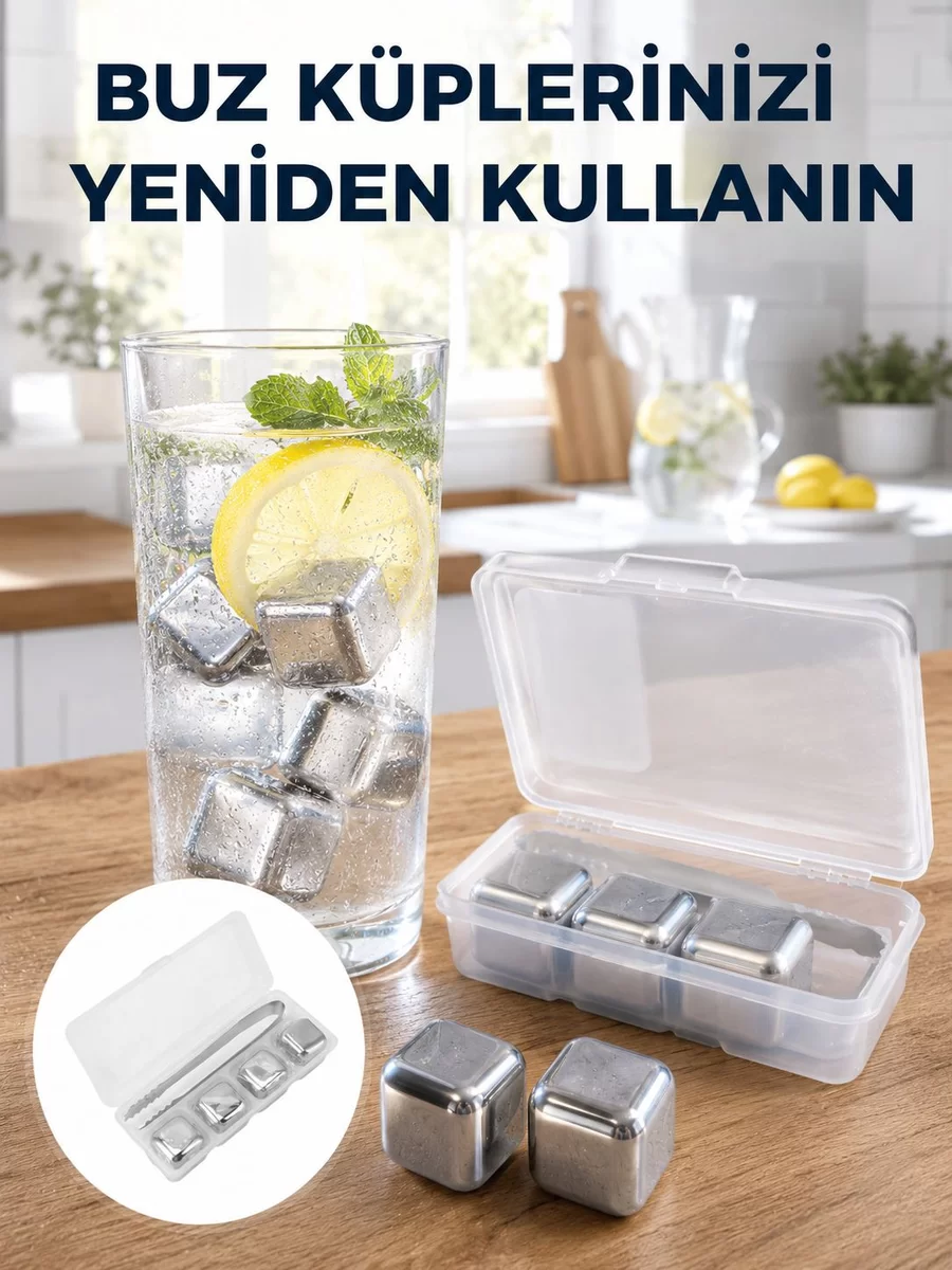 Çevre Dostu Metal Buz Küpü ve Kullanışlı Klips Seti Yeni Nesil