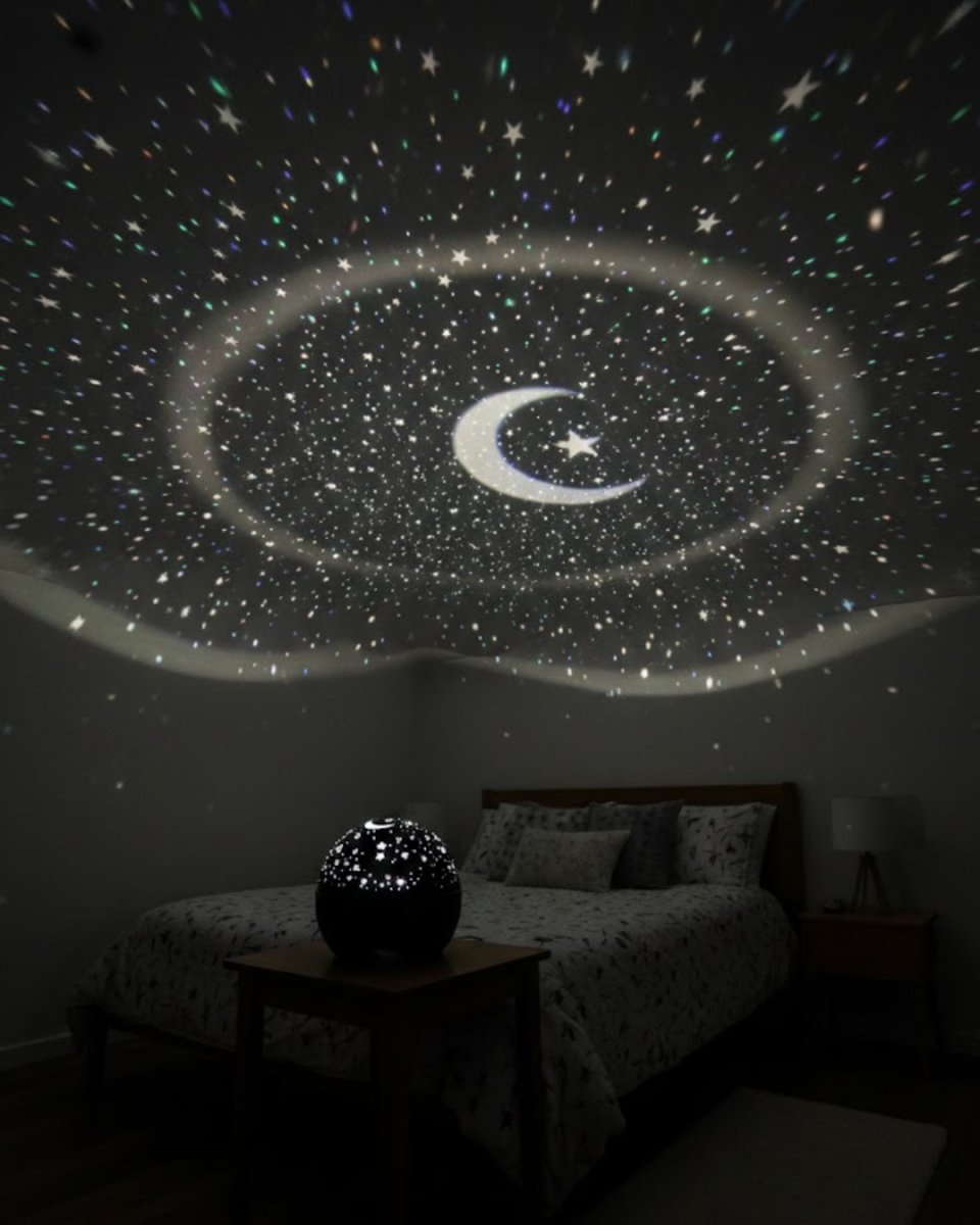 Fişli Yıldız Projektör Gece Lambası Müzikli