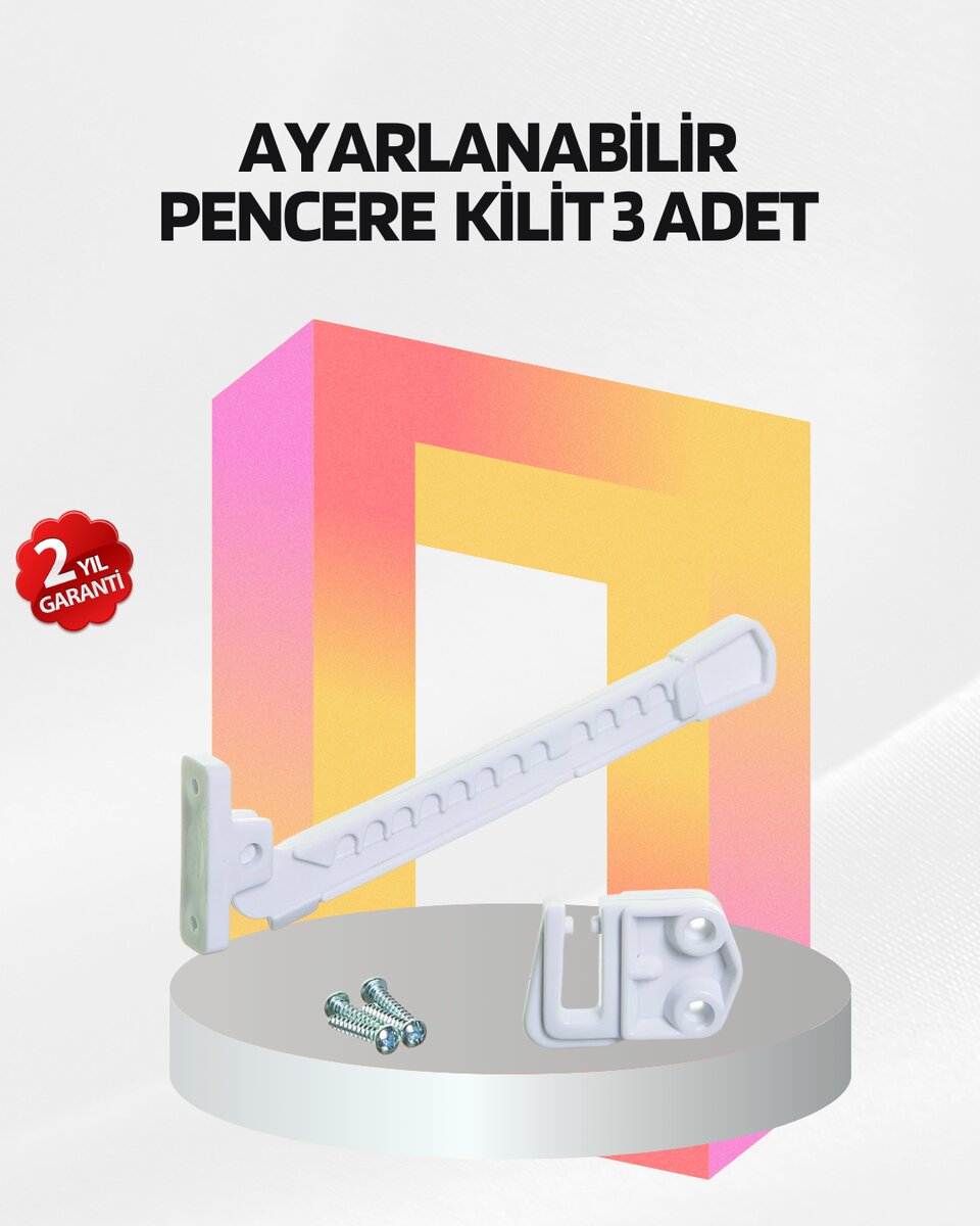 Cam Pencere Güvenlik Kilidi Açılma Sınırlayıcı Aparat 3 Adet