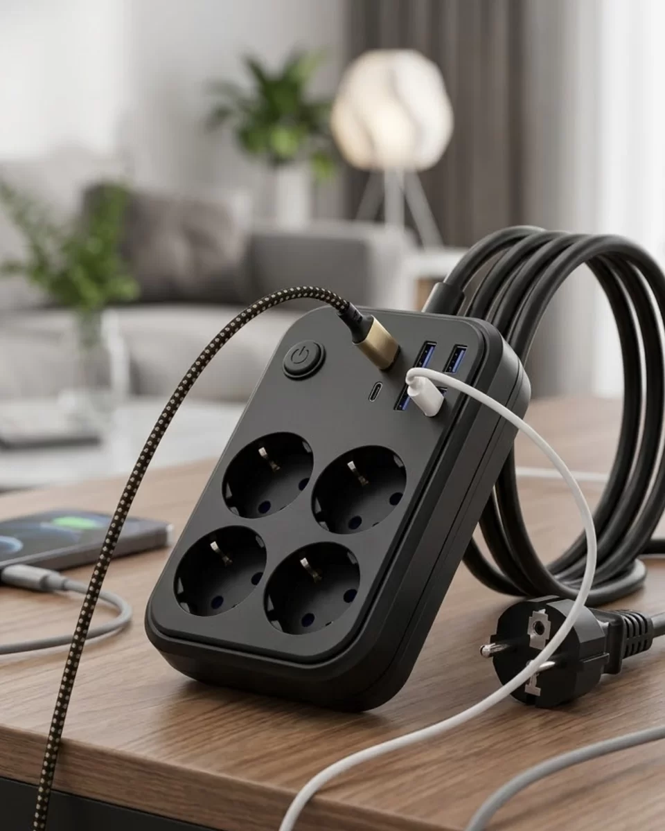 Akım Korumalı Çoklu Priz 4 USB 2 Type C 4 Priz Güvenli ve Hızlı Şarj