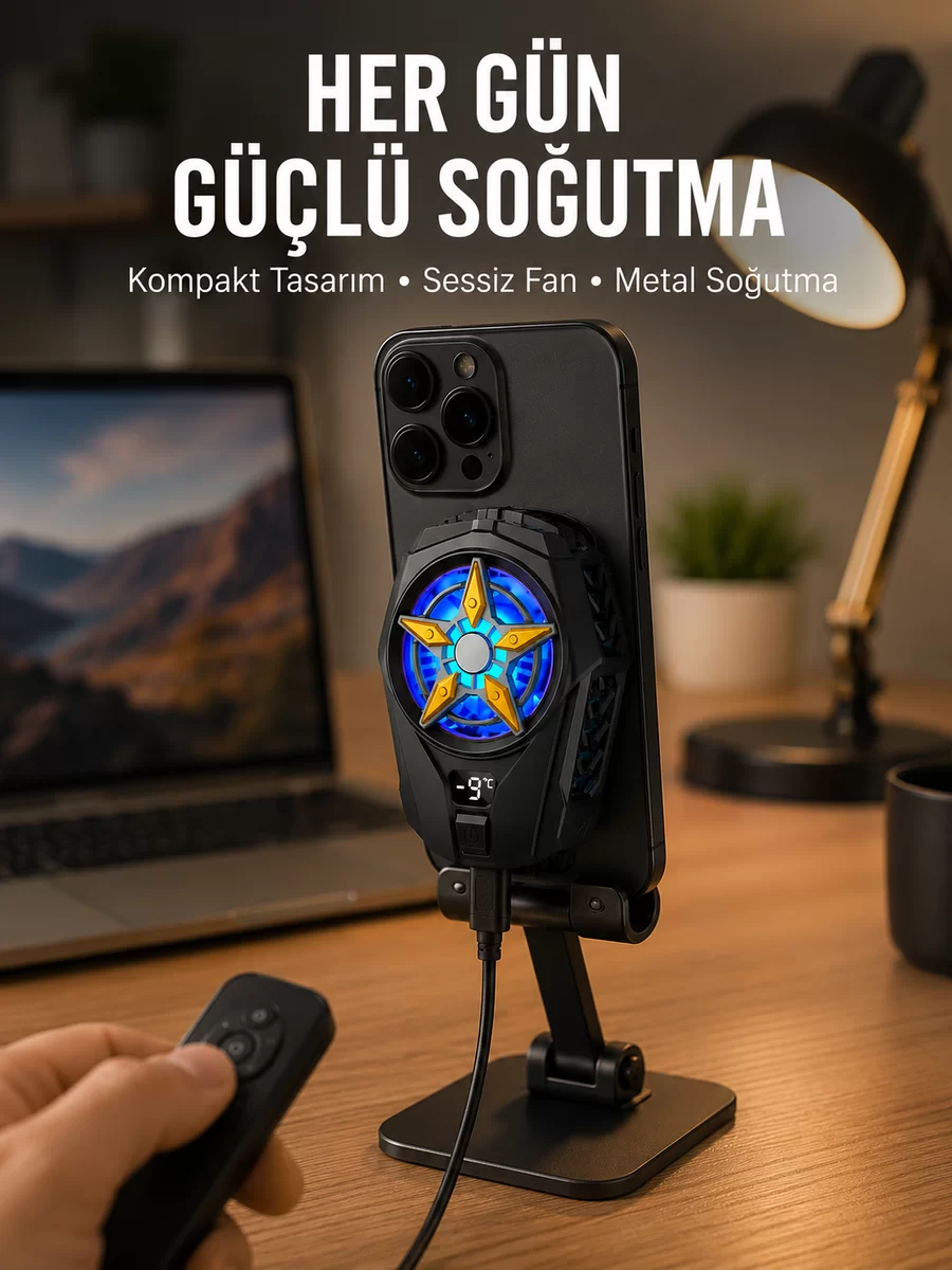 Cep Telefonu Radyatörü – Type-C 2 Vitesli Sessiz Soğutma Fanı Yeni Nesil