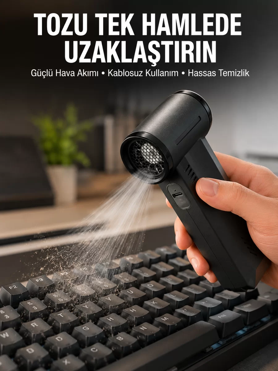 Yüksek Hızlı Kablosuz El Tipi Hava Üfleme Temizlik Cihazı Yeni Nesil