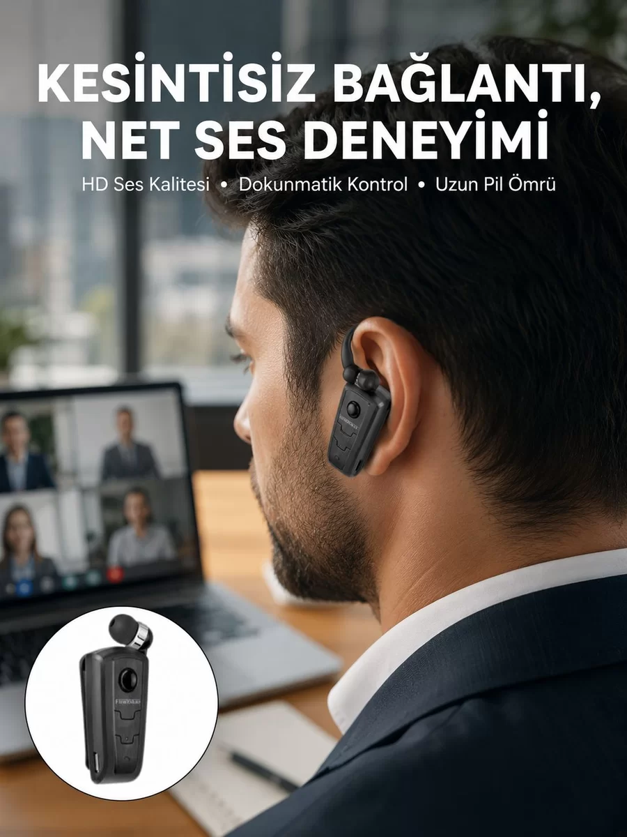 Mikrofonlu Makaralı Bluetooth Kulakiçi Kulaklık Android ve İOS Uyumlu Yeni Nesil