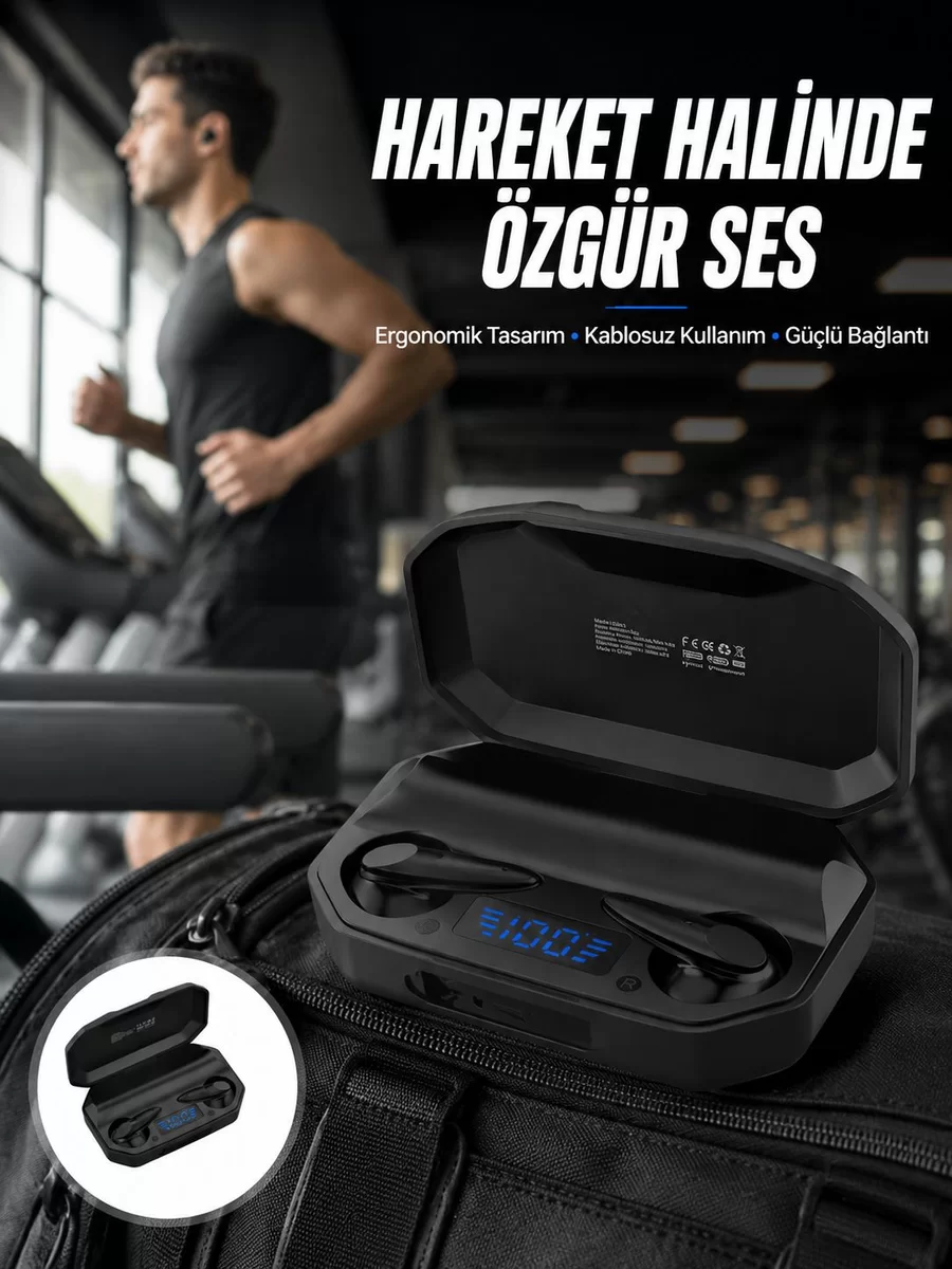 Rgb Işıklı Çift Mikrofonlu Siyah Profesyonel Oyuncu Kulaklığı Kablosuz Kulakiçi Yeni Nesil