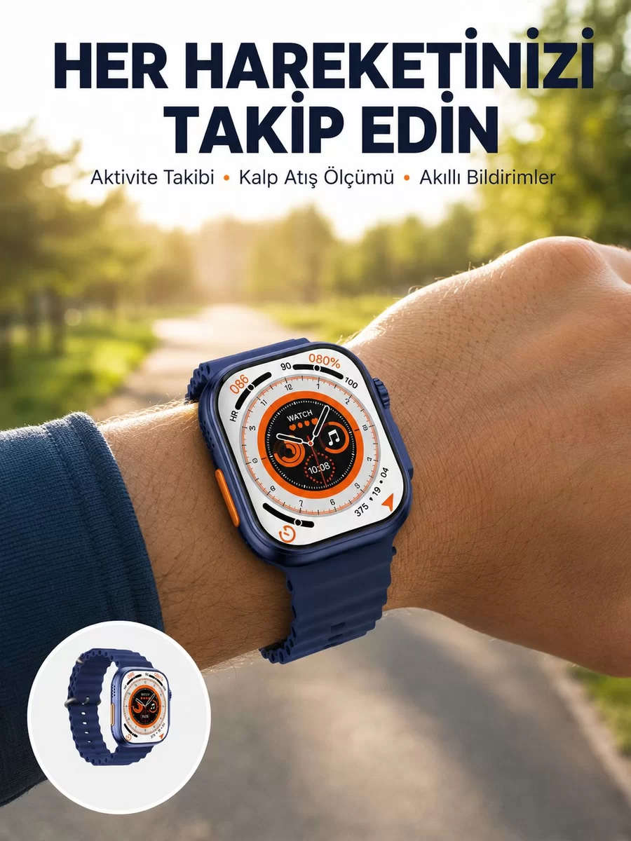Ultra Akıllı Saat 2.05 İnç Büyük Ekran Bluetooth Aramalı IP67 Yeni Nesil