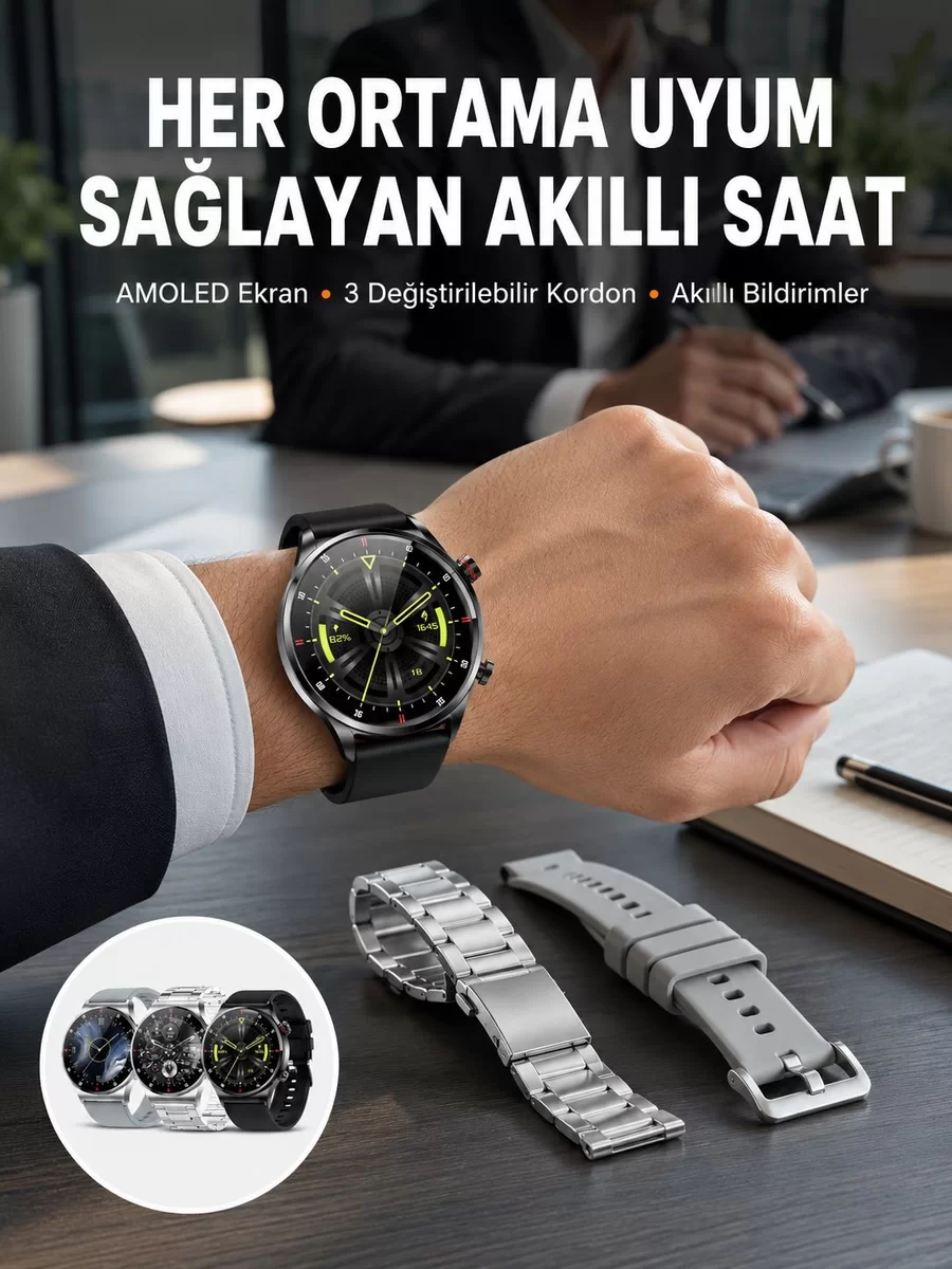 Akıllı Saat Adımsayar Nabız Ölçer Titreşim Özellikli Çağrı Cevaplama Sosyal Medya Yeni Nesil