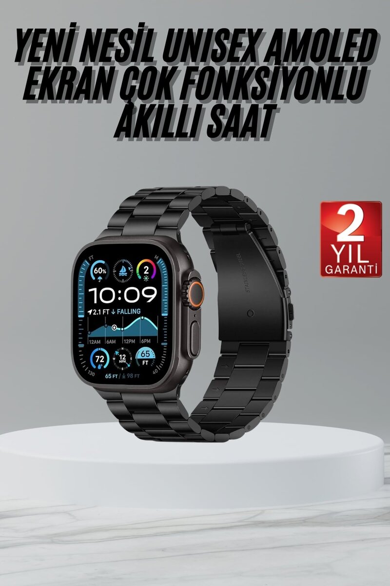 Ultra 3 Kordonlu Amoled Ekran Akıllı Saat Çok Fonksiyonlu Uyku ve Sağlık Takibi