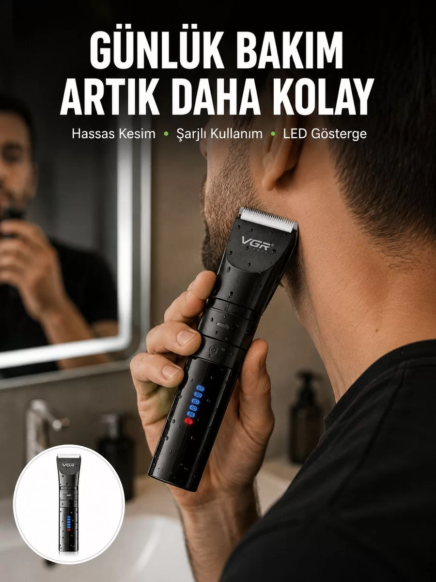 Erkek Saç ve Sakal Kesme Makinesi – Su Geçirmez Sessiz Motorlu Yeni Nesil