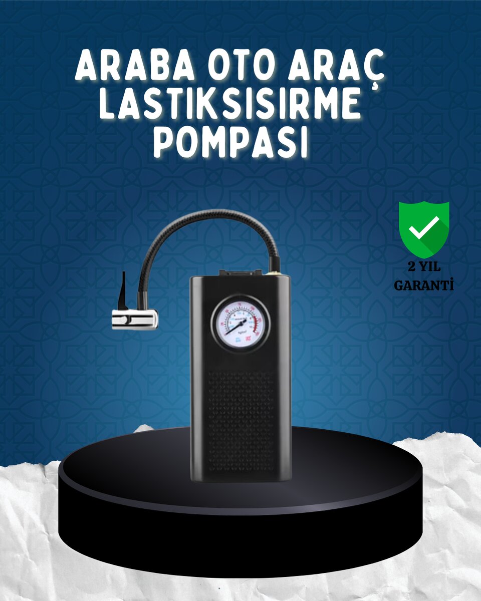 Elektrikli Hava Kompresörü Type-C USB Şarjlı Çok Fonksiyonlu Lastik Pompası