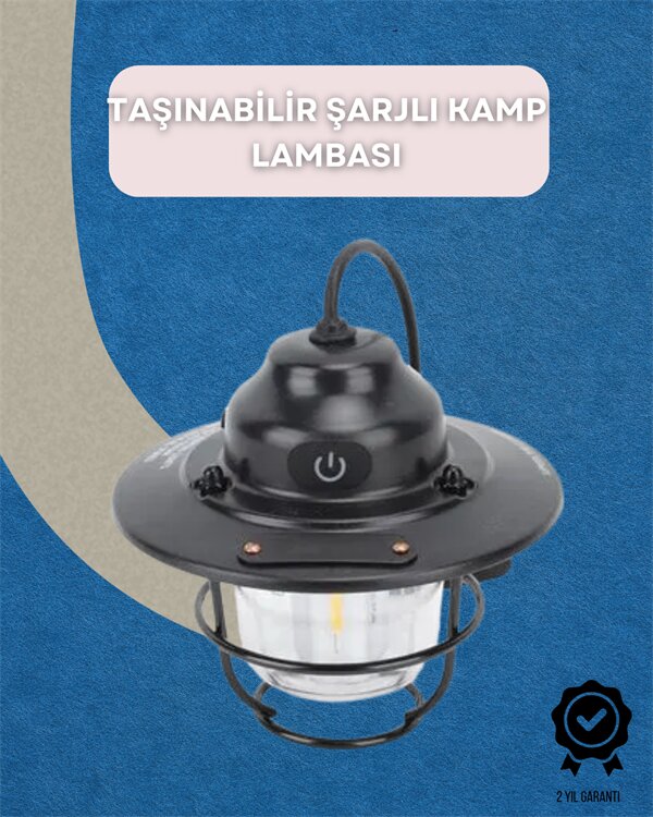 Dış Mekan İçin Şık LED Fener – 4400mAh Pil IPX4 Su Geçirmez Asılabilir