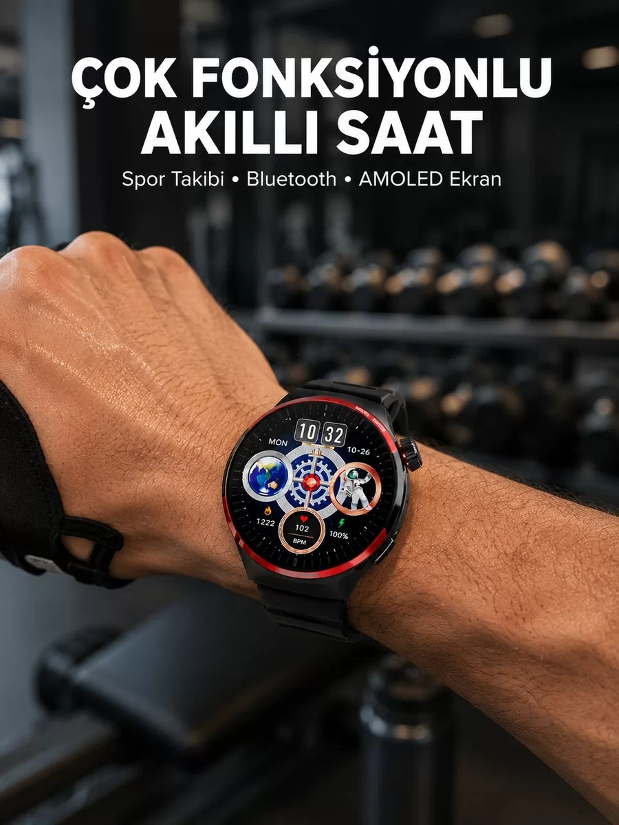 Spor ve Sağlık Takipli Akıllı Saat Kablosuz Şarj Yeni Nesil