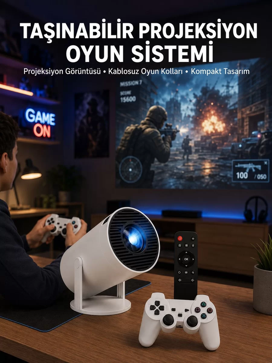 Oyun Konsolu Uyumlu Kablosuz Projeksiyon Cihazı Ev Sinema Deneyimi Yeni Nesil
