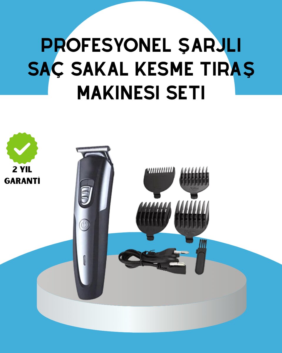 Ergonomik Profesyonel Tıraş Makinesi Saç Sakal Kesme ve Düzeltme