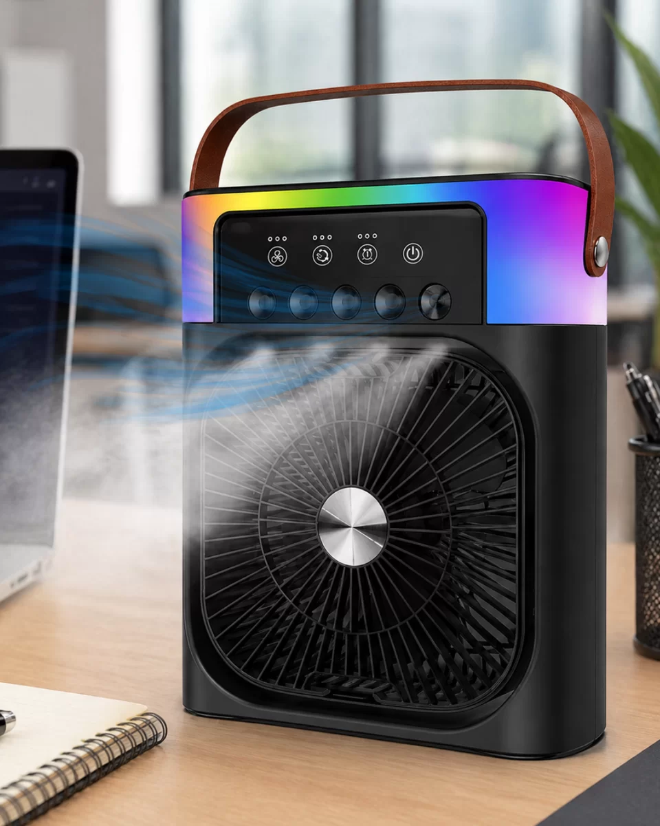 Mini Klima Fan Buharlı Soğutucu RGB Led Işıklı Taşınabilir Masaüstü Fan
