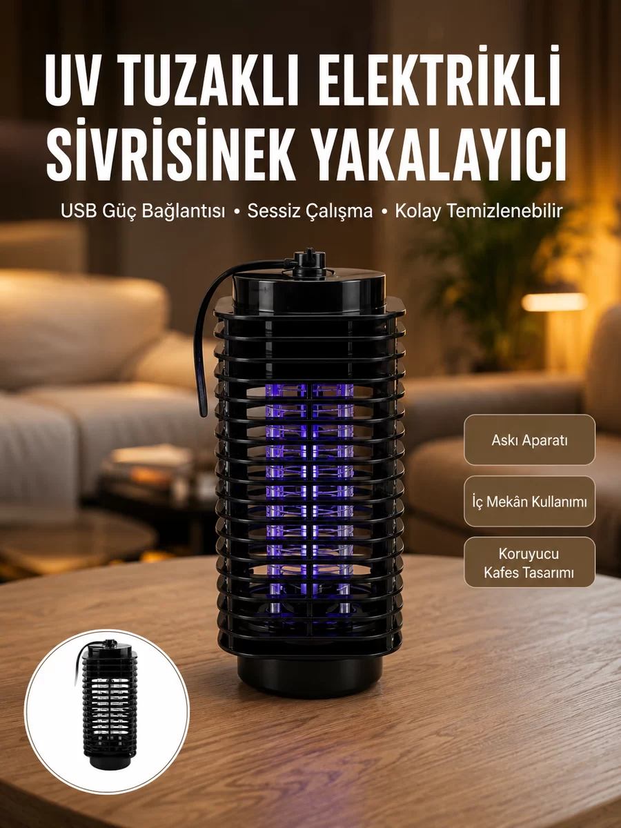 Kimyasal İçermeyen UV Işıklı Böcek ve Sivrisinek Kapanı – Güvenli Kullanım Yeni Nesil