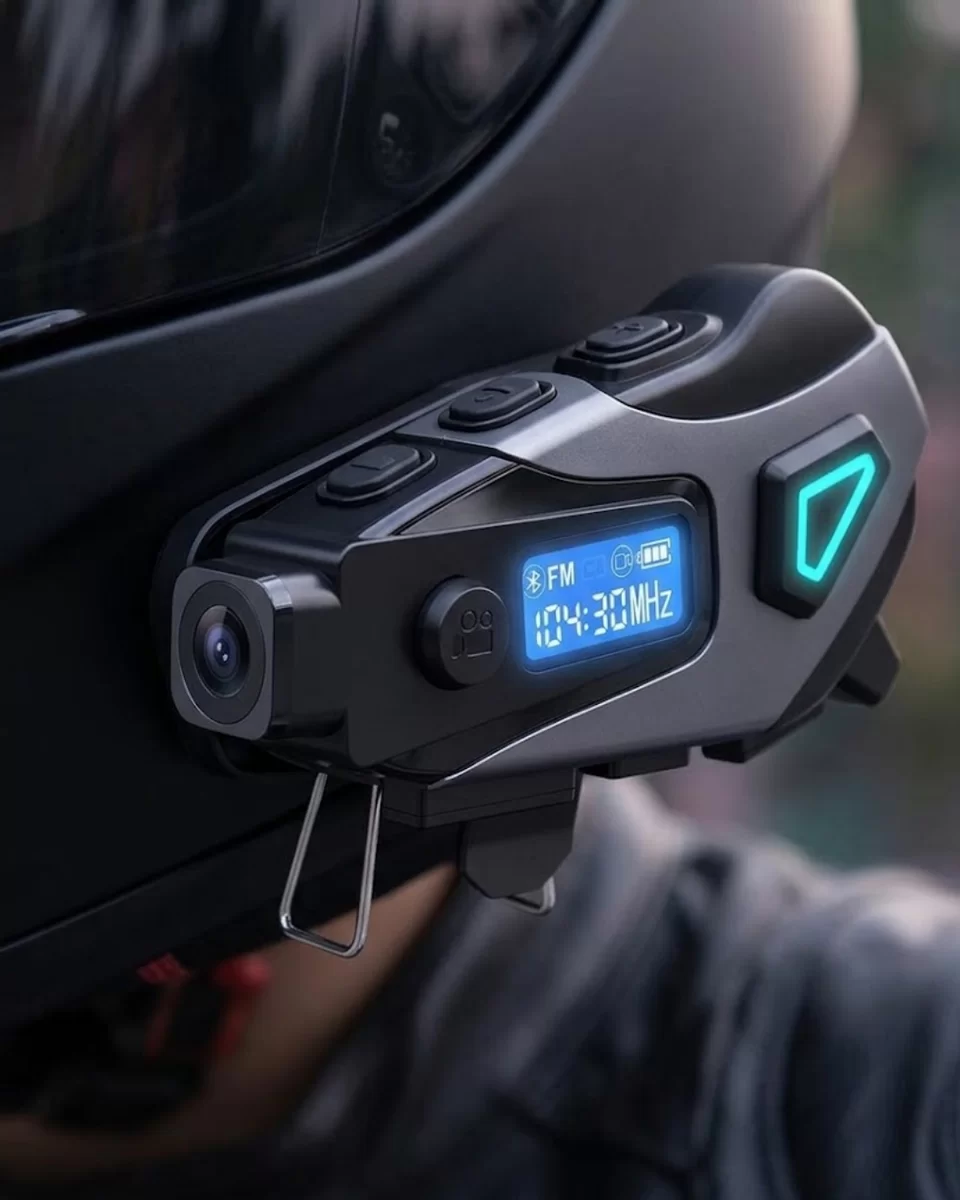Kask İçi Bluetooth Kulaklık Kamera ve Fener Özellikli Su Geçirmez Dayanıklı Tasarım