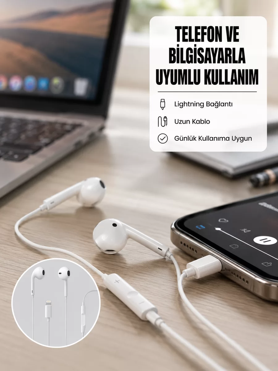 Yüksek Ses Kaliteli Mikrofonlu Kablolu Kulak İçi Kulaklık Yeni Nesil
