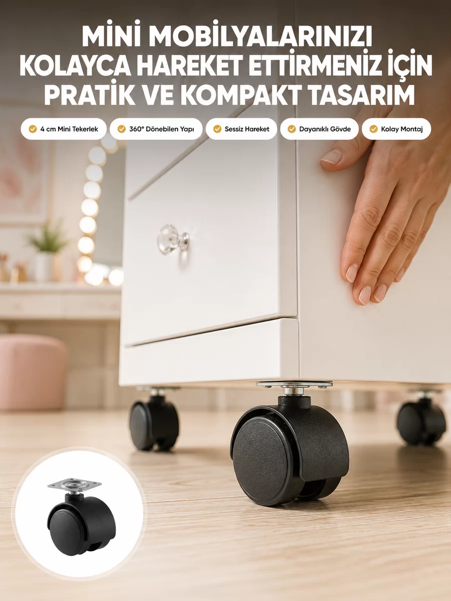 Kilitsiz 4 cm Mobilya Ayağı Tek Adet Pratik ve Dayanıklı