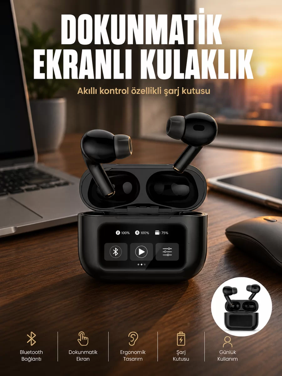 Yeni Nesil Pro Ekranlı Bluetooth Kulaklık 5.0 Bluetooth Yeni Nesil