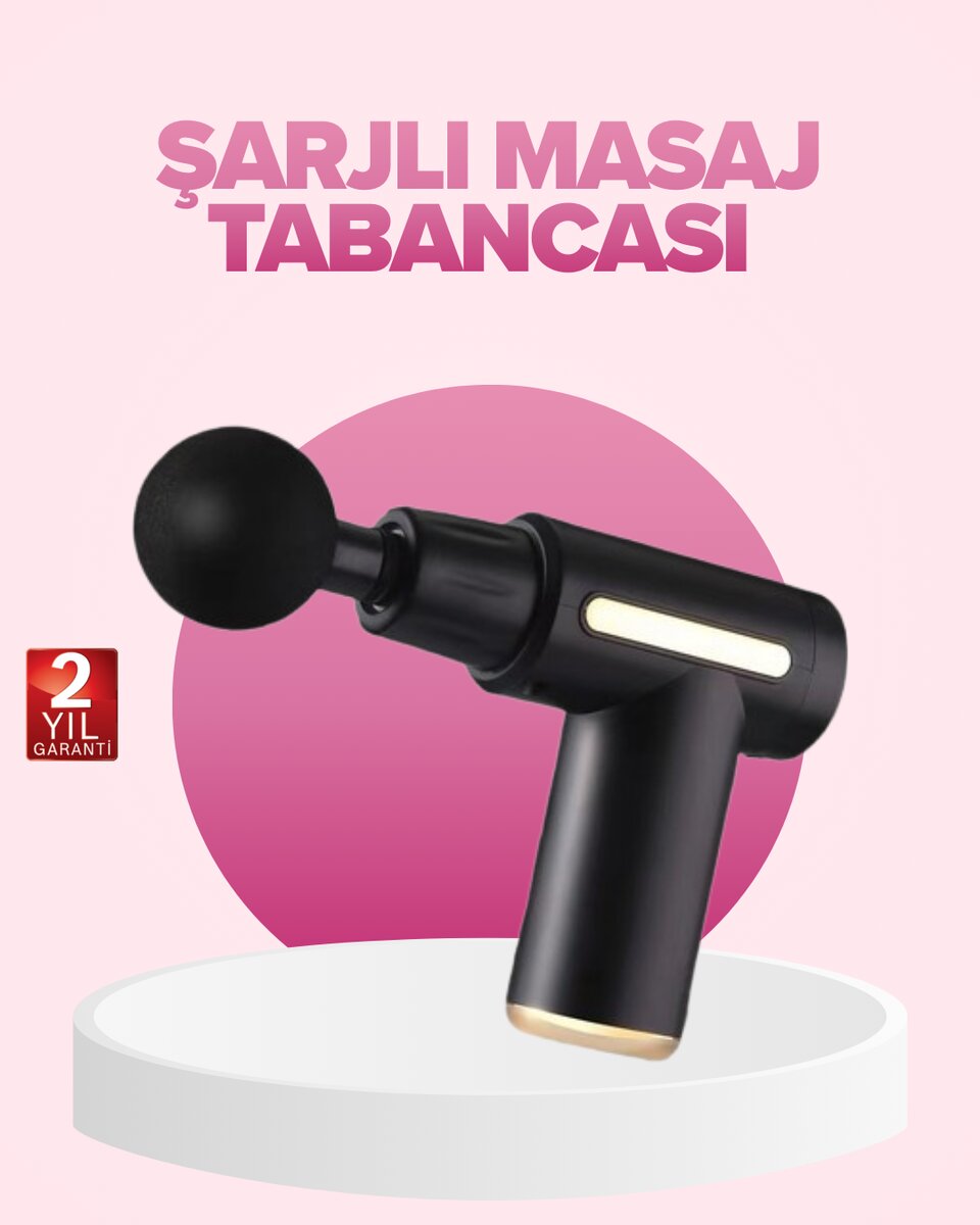 Profesyonel Masaj Tabancası 6 Kademeli Derin Kas Terapisi 4 Başlıklı Şarjlı Sessiz Motor