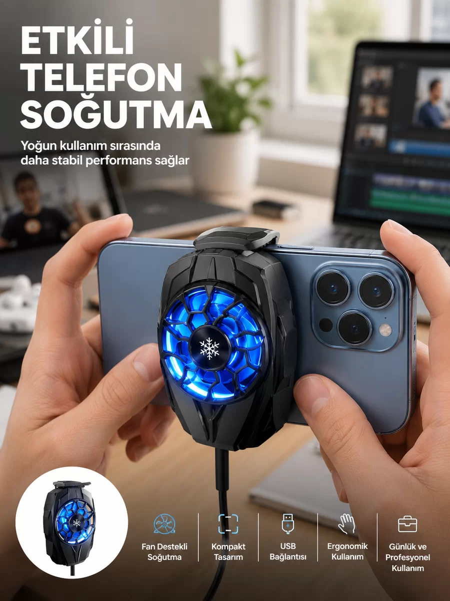 Telefon Soğutucu Fan Güçlü Motor Radyatör Cep Telefon Soğutma