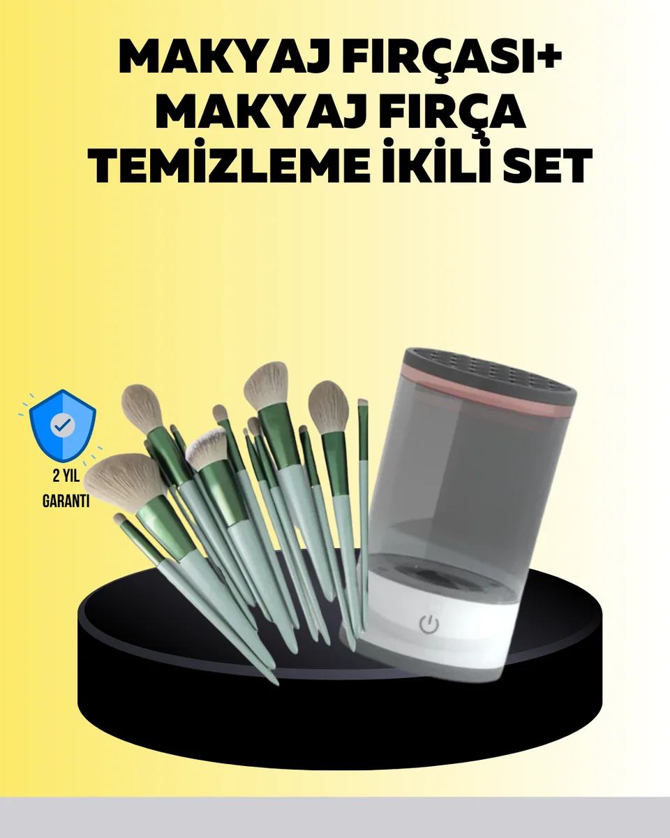 Hijyenik Makyaj İçin 13’lü Fırça Seti ve Elektrikli Temizleyici