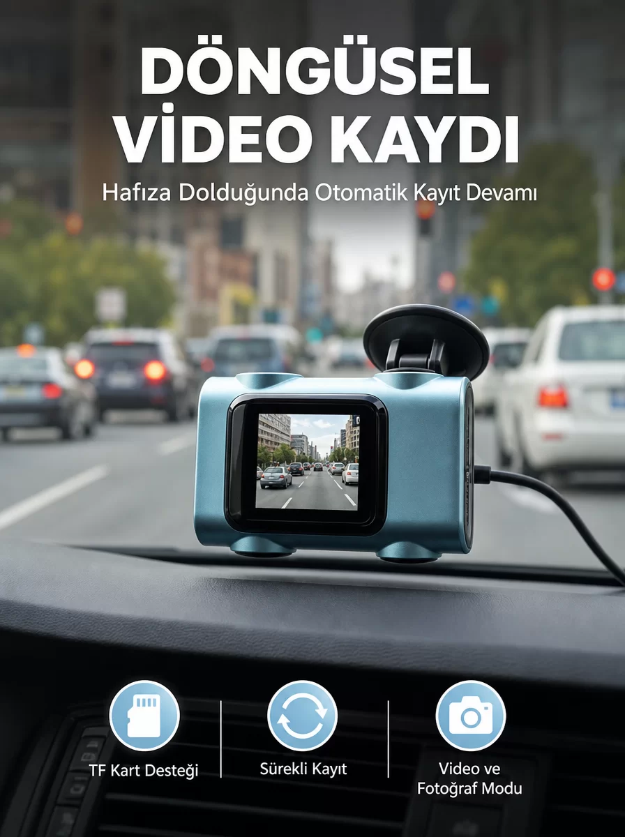 Mini Araç İçi Kamera Sürekli Kayıt Geniş Açılı Yeni Nesil
