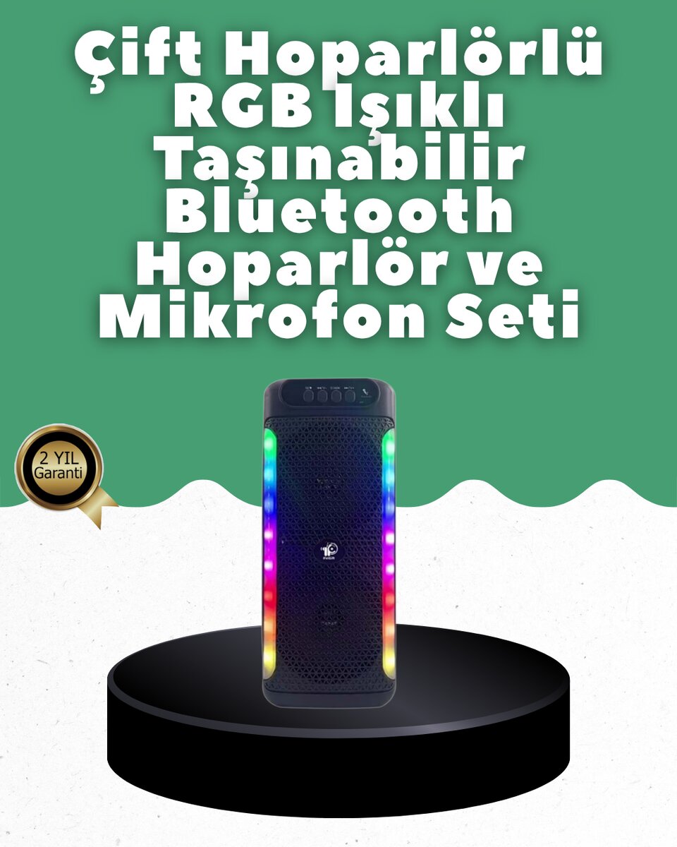 Yüksek Ses Güçlü Kablosuz Hoparlör  Karaoke Mikrofonlu