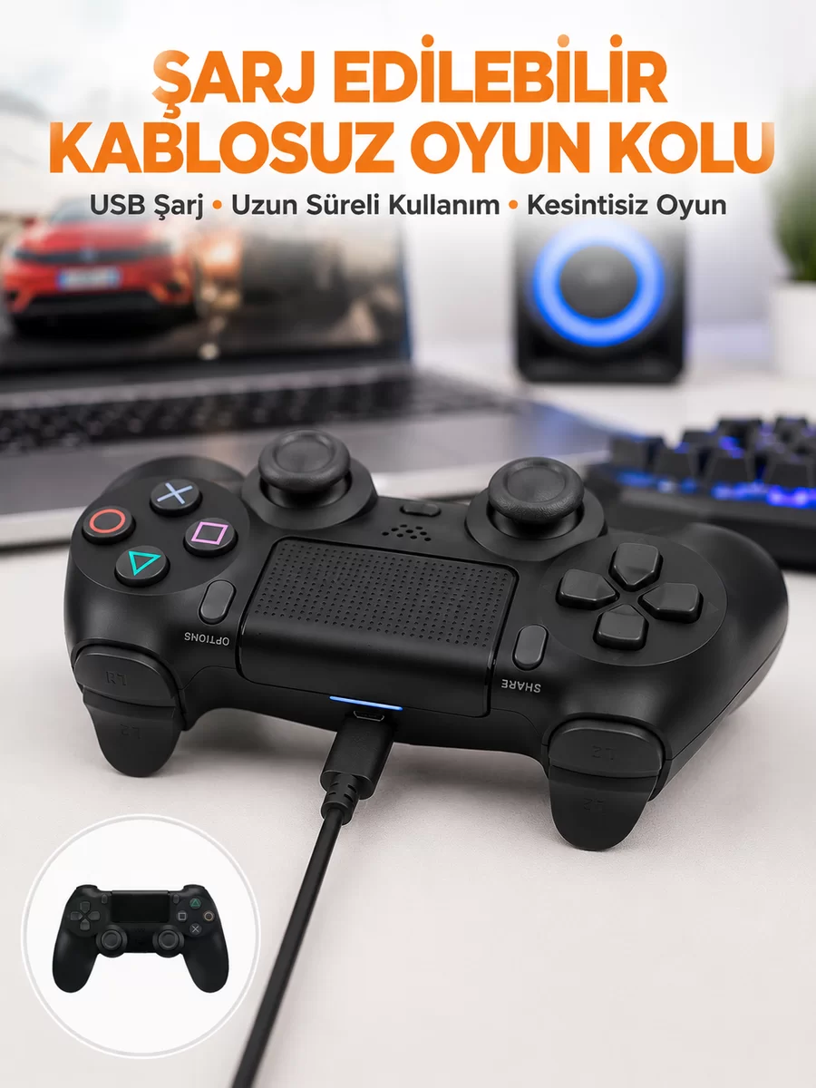 PS4 Uyumlu Kablosuz Oyun Kolu – Titreşimli Şarjlı ve Ergonomik Yeni Nesil