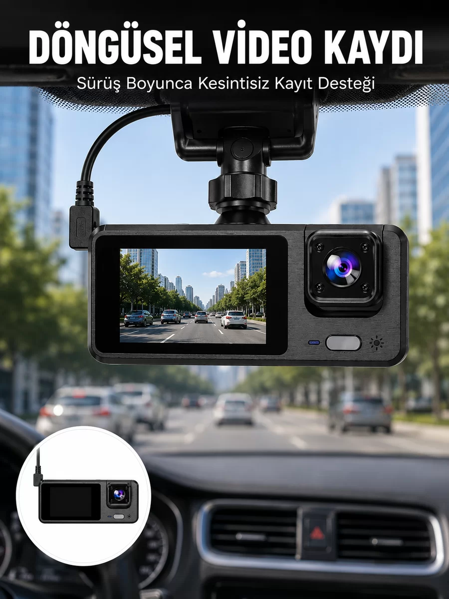 Full HD 3 Kanallı Araç Kamerası – Akıllı Çözümlerle Sürüş Yeni Nesil