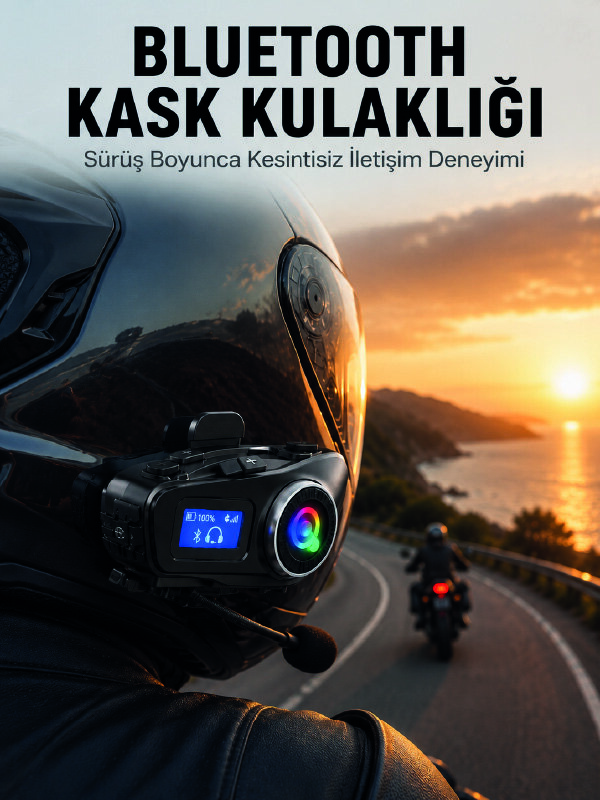 Su Geçirmez Bluetooth 5.3 Kask Kulaklığı 1000mAh Bataryalı