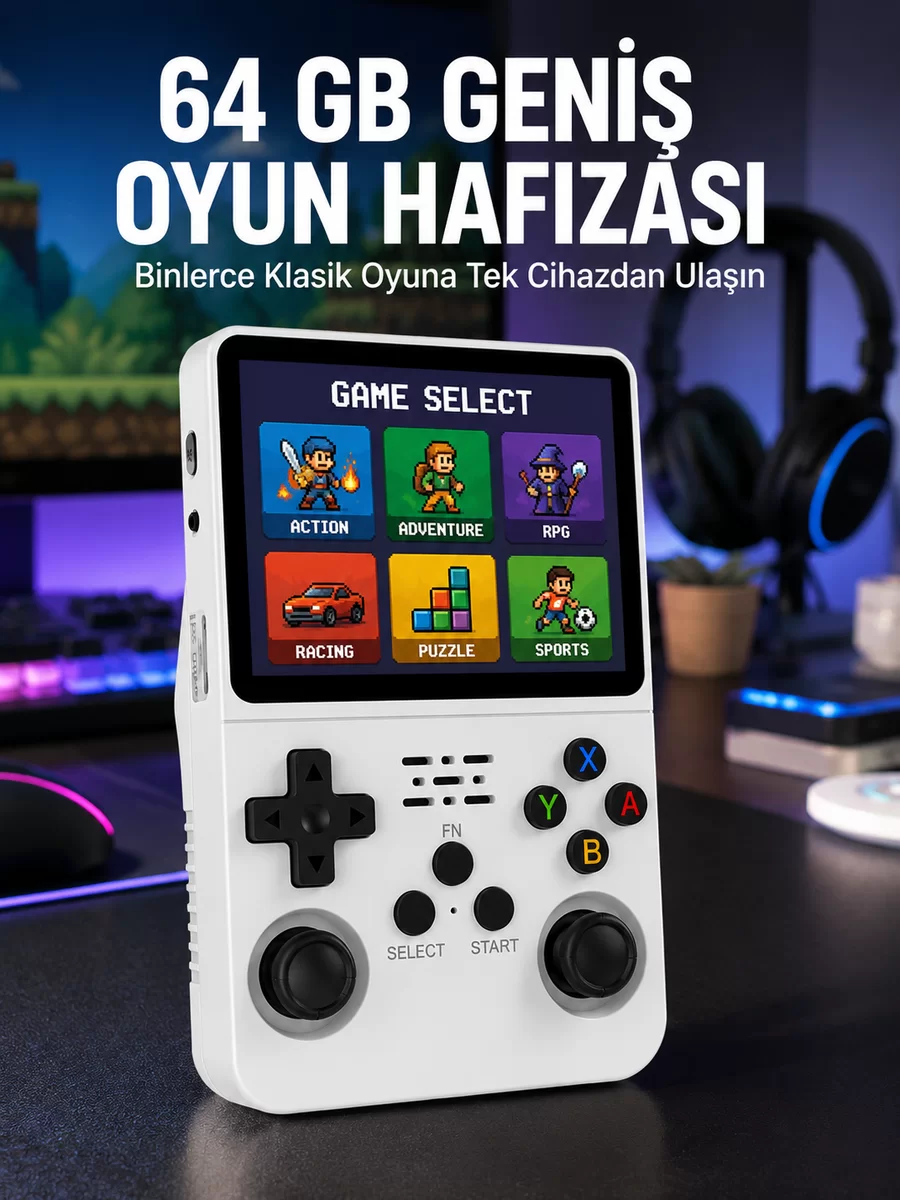 Klasik Oyun Konsolu 64 Bit İşlemci ve Çift Kart Girişi Özellikli Yeni Nesil