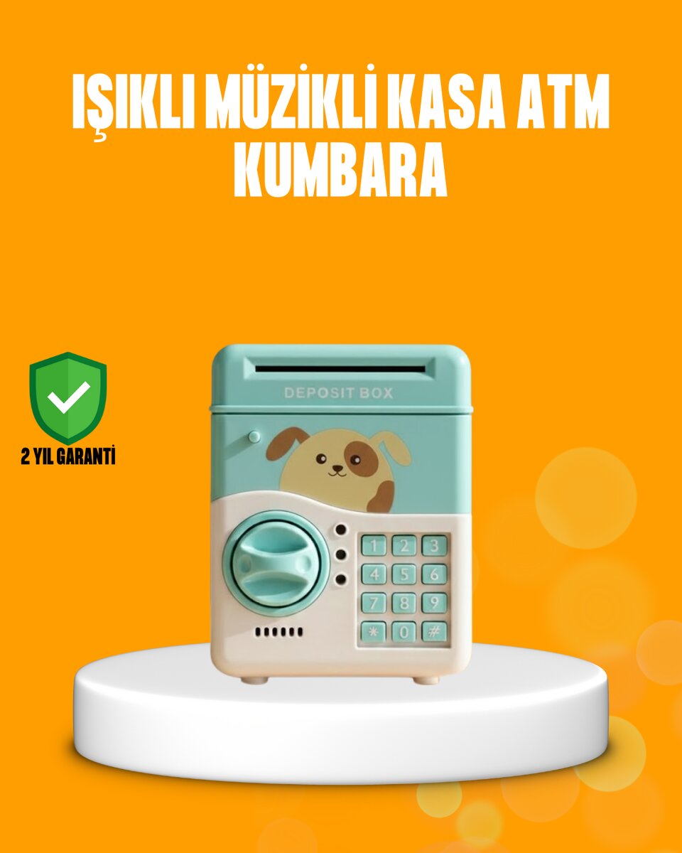 Su Yeşili ATM Kasa Görünümlü Elektronik Şifreli Çocuk Kumbarası