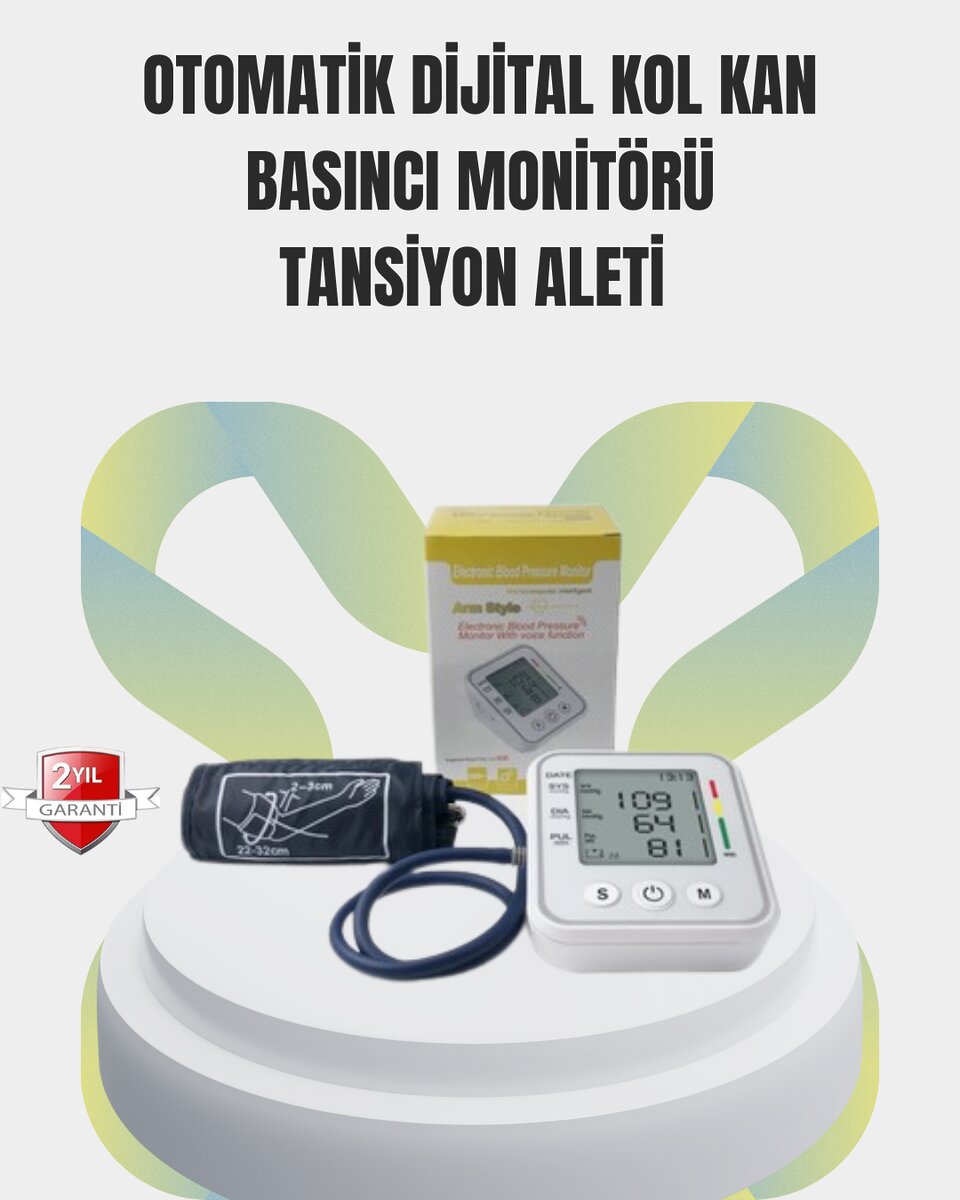 2 Kullanıcı Hafızalı USB Uyumlu Tansiyon Ölçer